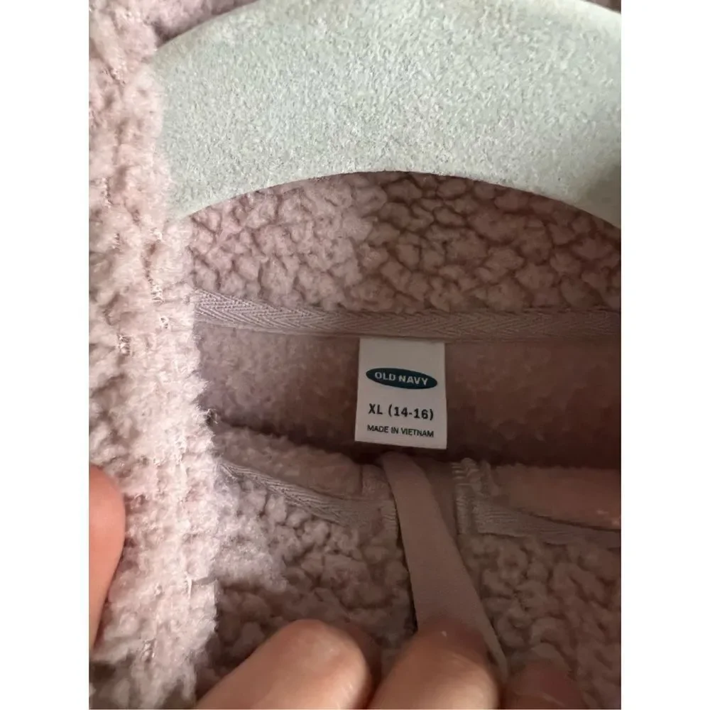 Old Navy light pink sherpa fleece zip coat 14-16 XL